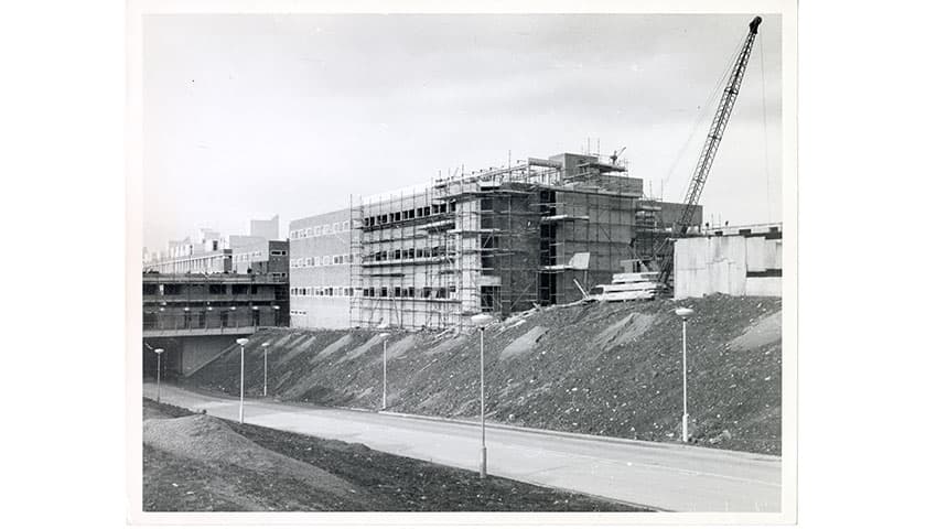 The Physics Building, shown under construction in 1967